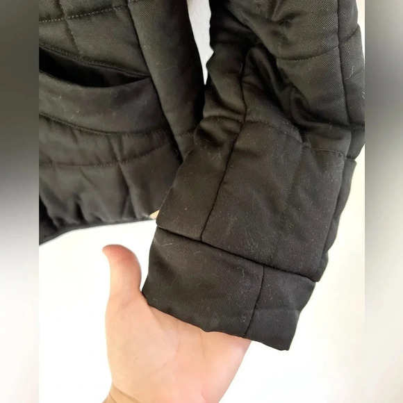 Avec Les Filles Sport Black Tencel Velvet-Trim Quilted Flight Jacket Size Medium - Picture 9 of 14